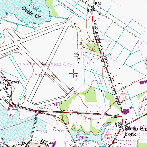 Topographic Map of Michael J Smith Field, NC