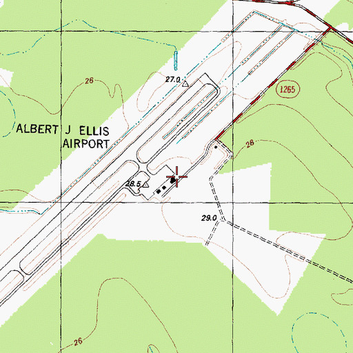 Topographic Map of Albert J Ellis Airport, NC