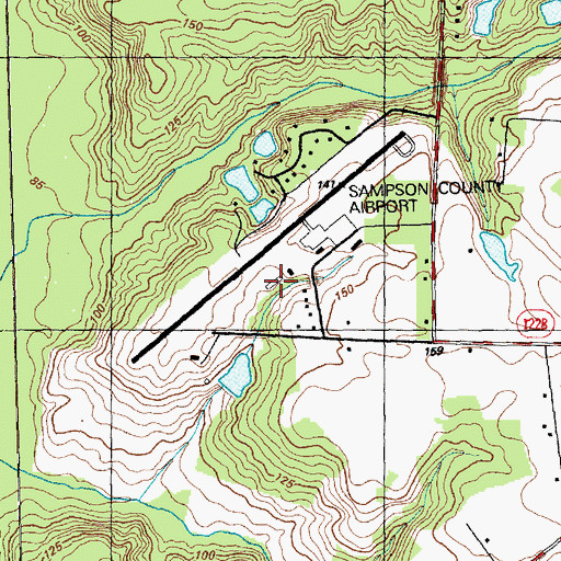 Topographic Map of Clinton-Sampson County Airport, NC