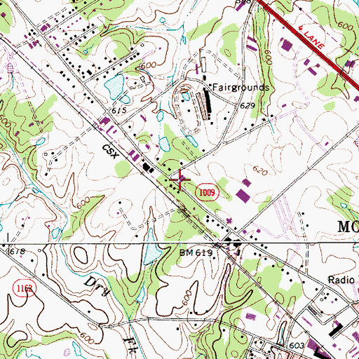 Topographic Map of Simmons Airport (historical), NC