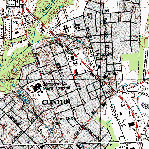 Topographic Map of Sampson Memorial Hospital Airport, NC