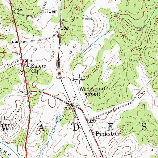 Topographic Map of Anson County Airport - Jeff Cloud Field, NC