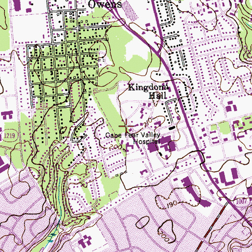 Topographic Map of Cape Fear Valley Hospital Airport, NC