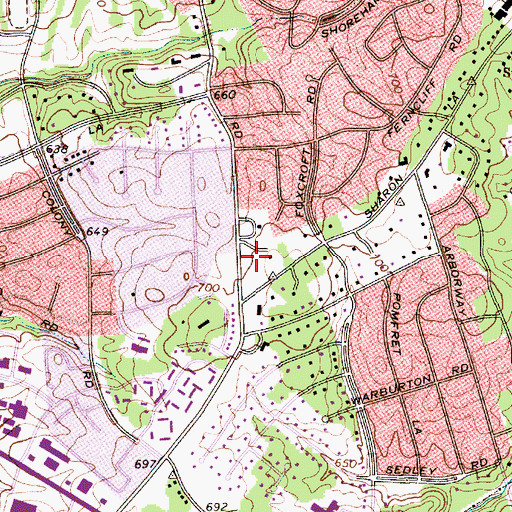 Topographic Map of Sharon Airport (historical), NC