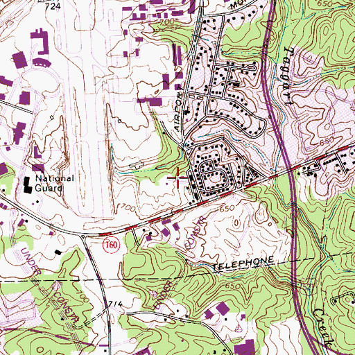 Topographic Map of Charlotte Police Dept Airport (historical), NC