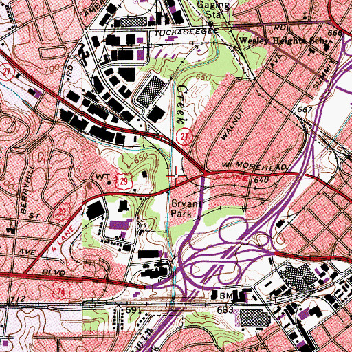 Topographic Map of WBTV Airport, NC