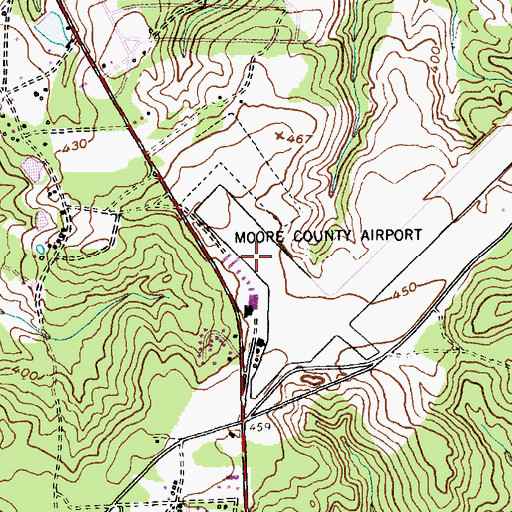 Topographic Map of Moore County Airport, NC