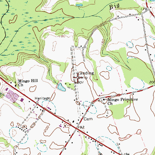 Topographic Map of National Estates Incorporated Airport (historical), NC