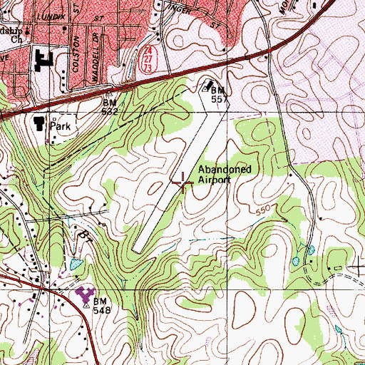 Topographic Map of Albemarle Airport (historical), NC