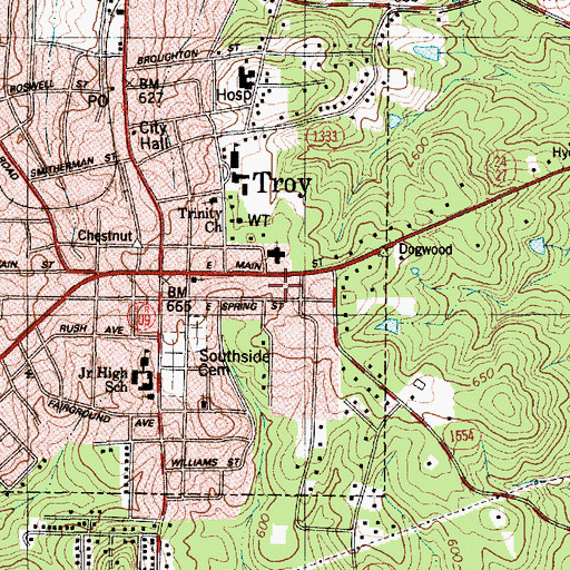 Topographic Map of Birds Nest Airport, NC