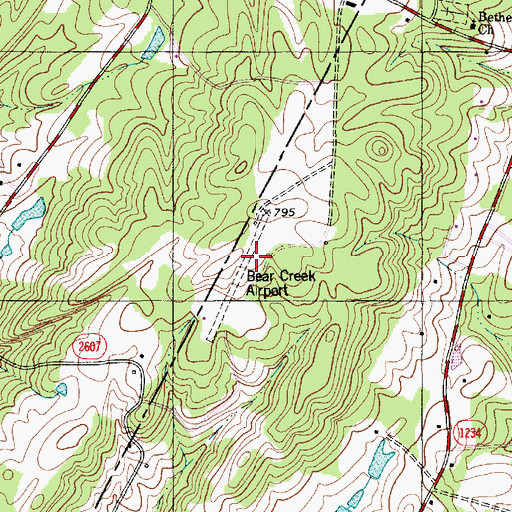 Topographic Map of Bear Creek Airport, NC