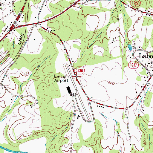 Topographic Map of Lincoln Airport (historical), NC