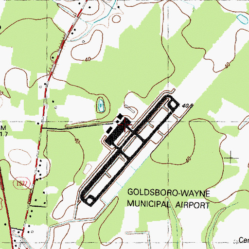 Topographic Map of Wayne Executive Jetport, NC