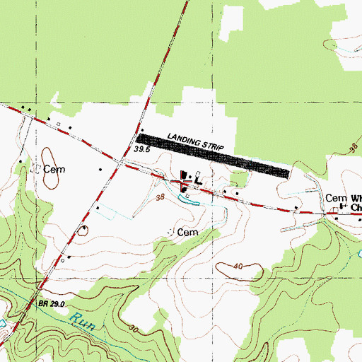 Topographic Map of Big Daddys Airport (historical), NC