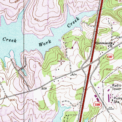 Topographic Map of Branson Airport (historical), NC