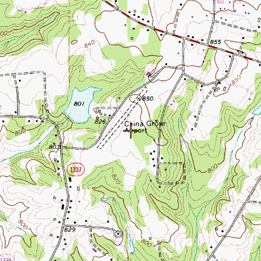 Topographic Map of China Grove Airport (historical), NC