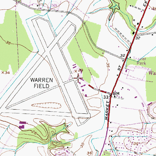 Topographic Map of Washington-Warren Field, NC