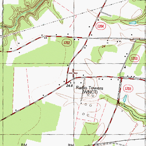 Topographic Map of Pitt County Memorial Hospital Airport, NC