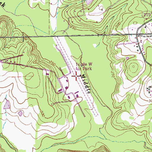 Topographic Map of Triple W Airport, NC
