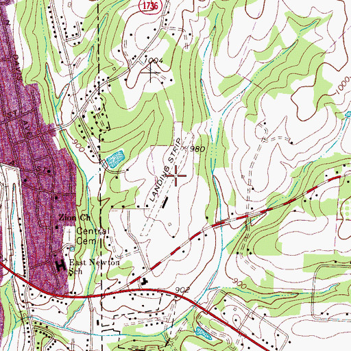Topographic Map of Newton Conover Airport (historical), NC