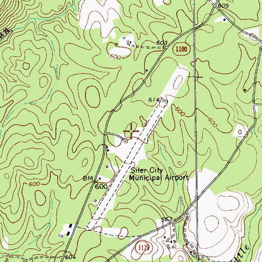 Topographic Map of Siler City Municipal Airport, NC