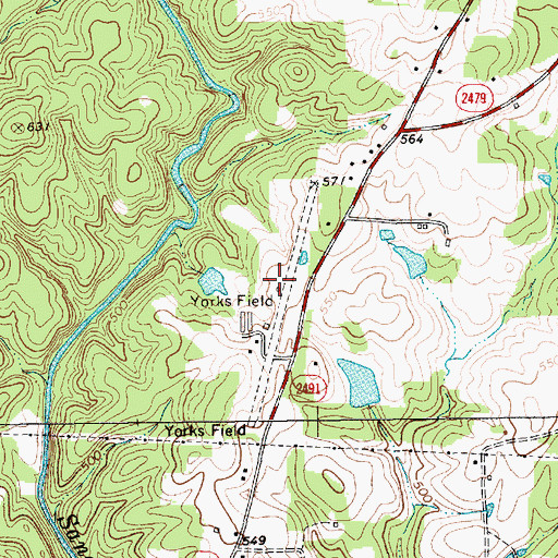 Topographic Map of Yorks Field, NC