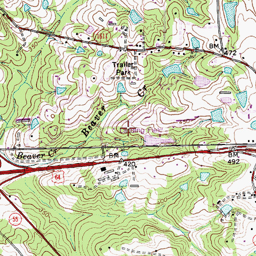 Topographic Map of Cox Airport, NC