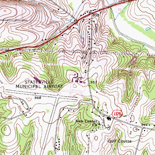 Topographic Map of Statesville Regional Airport, NC