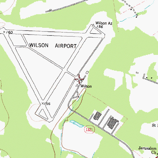Topographic Map of Wilson Industrial Air Center, NC