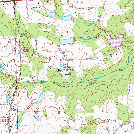 Topographic Map of Buchanan Airport (historical), NC