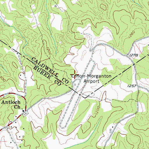 Topographic Map of Foothills Regional Airport, NC