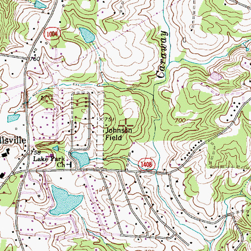 Topographic Map of Johnson Field (historical), NC