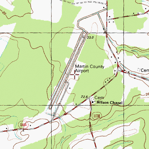 Topographic Map of Martin County Airport, NC