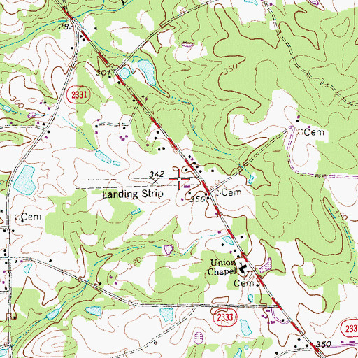 Topographic Map of Philip R Bunn Airport, NC