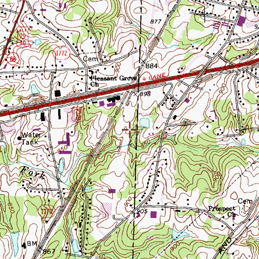 Topographic Map of Midway Airport (historical), NC
