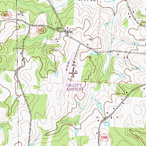 Topographic Map of Causey Airport, NC