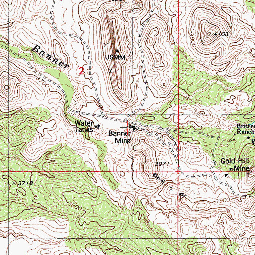 Topographic Map of Banner Mine, AZ
