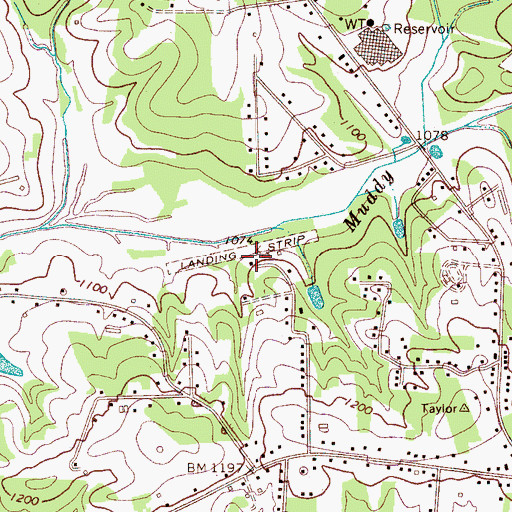 Topographic Map of Taylorsville Airport, NC