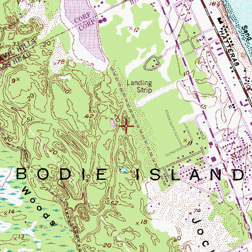 Topographic Map of Outer Banks Airport, NC