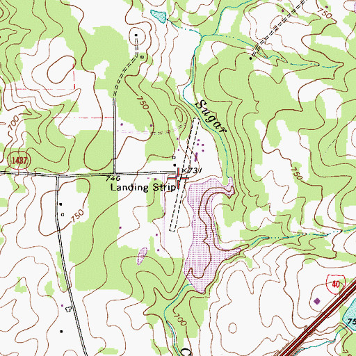 Topographic Map of Sugar Valley Airport, NC