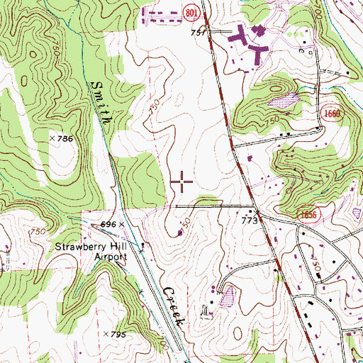 Topographic Map of Strawberry Hill Airport (historical), NC