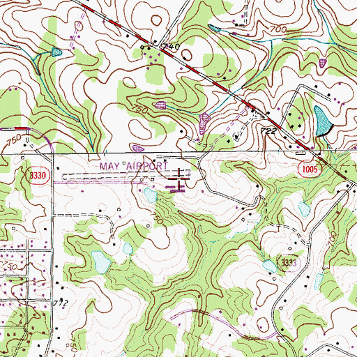 Topographic Map of May Airport, NC