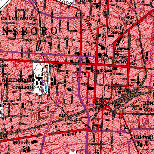 Topographic Map of Law Enforcement Center Airport (historical), NC