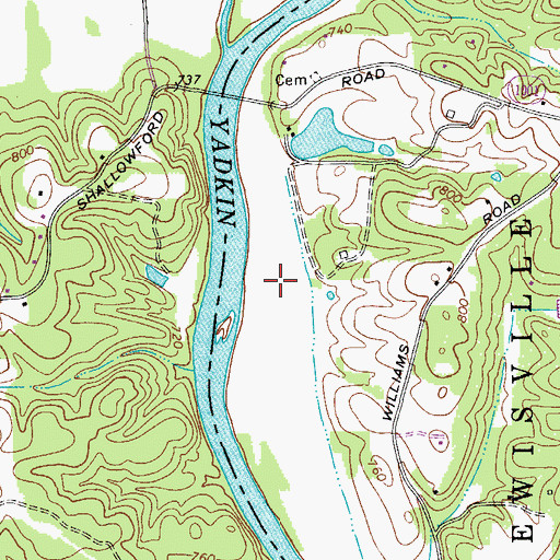 Topographic Map of Shallowford Airport (historical), NC