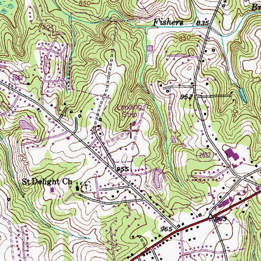 Topographic Map of Blevins Airport (historical), NC