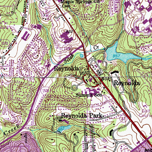 Topographic Map of Summit School Airport (historical), NC