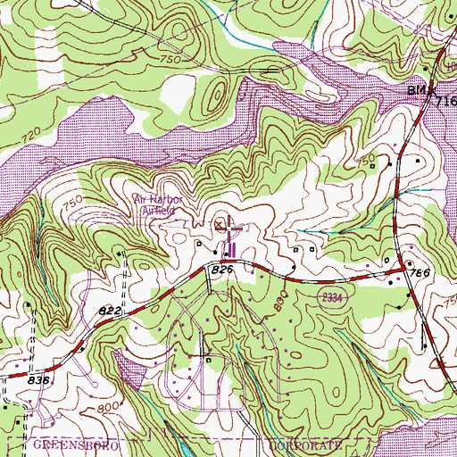 Topographic Map of Air Harbor Airport, NC