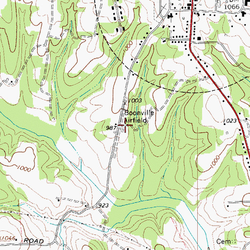 Topographic Map of Boonville Airport, NC
