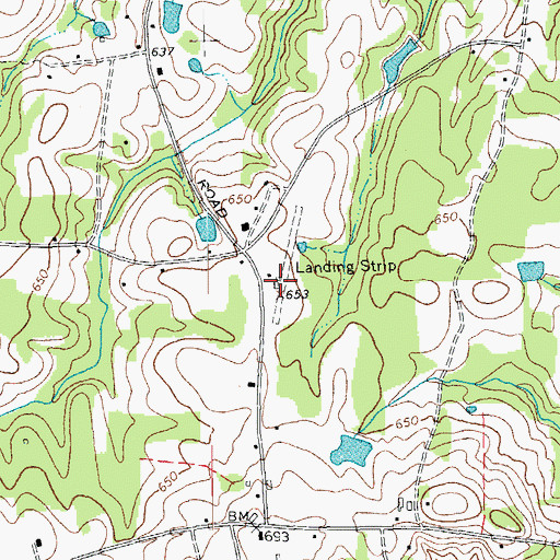 Topographic Map of Whitfield Farms Airport, NC