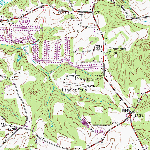 Topographic Map of Cross Roads Airport (historical), NC